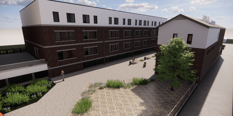 Royal Oak Dairy – stables and south tower Royal Oak Dairy - stables and south tower rendering