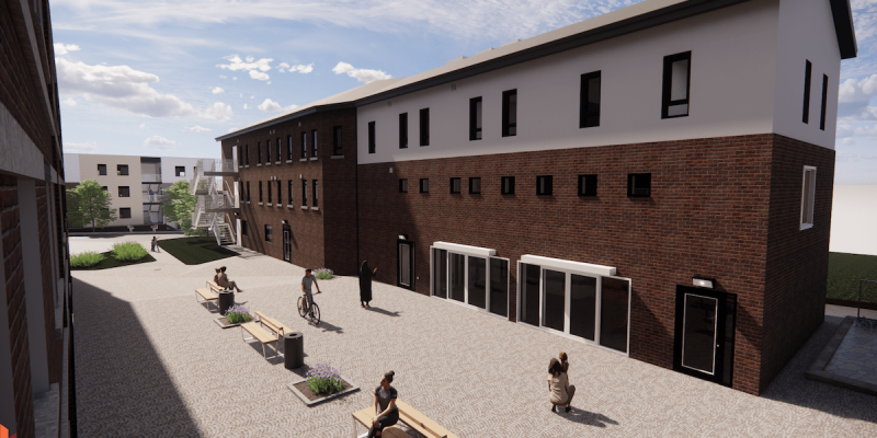 Royal Oak Dairy – stables and courtyard – rendering Royal Oak Dairy - stables and courtyard - rendering