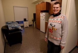 Tenant Kim showcases her apartment at Parkdale Landing in Hamilton
