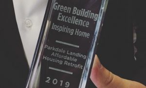 Green Building Excellence "Inspiring Home" Award 2019 - awarded to Indwell for their Parkdale Landing Affordable Housing Retrofit