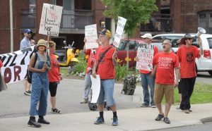 Protestors in Hamilton