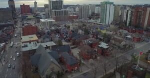 Picture of the city of Hamilton from the sky