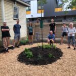 Tenants and volunteers from A Rocha at a new garden near Rudy Hulst Commons, Hamilton - 2020