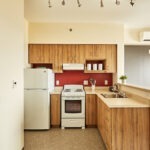 Kitchen in an apartment at McQuesten Lofts in Hamilton