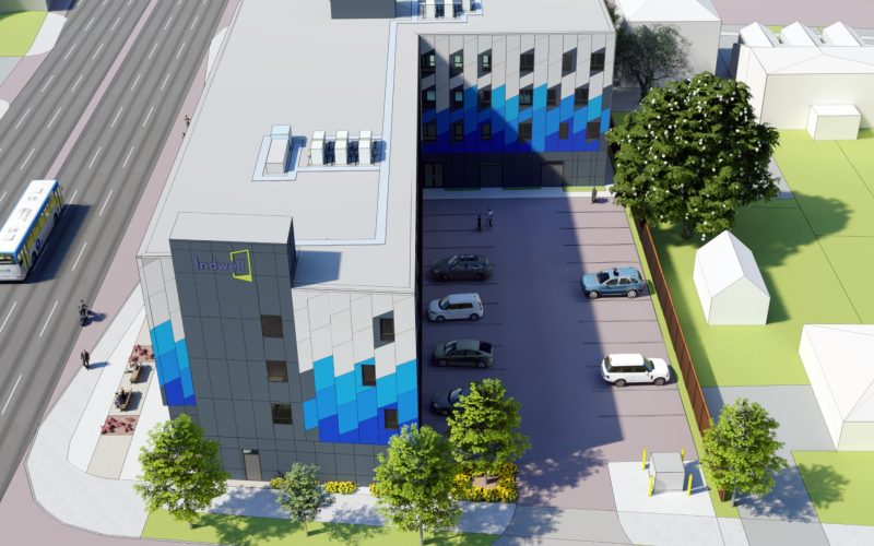 Lakeshore Lofts. Mississauga – 2020 Lakeshore Lofts. Mississauga - 2020 - aerial view - building with blue cladding